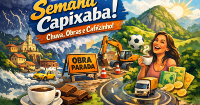 Resumo da semana no Espírito Santo com destaque para chuva nas montanhas capixabas, obras paradas, economia local e cotidiano com café, ilustrando a realidade de Marechal Floriano e região.