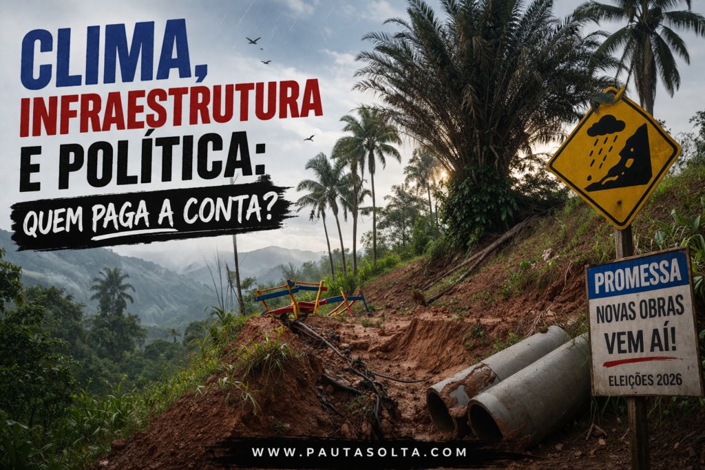 Erosão em encosta nas montanhas capixabas após chuva intensa, com tubulações expostas e solo comprometido, ilustrando os impactos do clima e da infraestrutura no Espírito Santo.