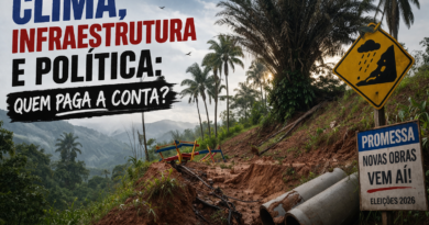 Erosão em encosta nas montanhas capixabas após chuva intensa, com tubulações expostas e solo comprometido, ilustrando os impactos do clima e da infraestrutura no Espírito Santo.