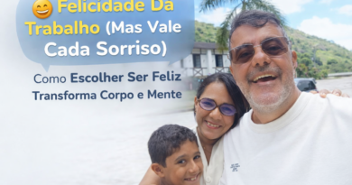 Família sorrindo em cenário das montanhas capixabas, representando felicidade no cotidiano e a escolha consciente de ser feliz, tema do artigo sobre bem-estar e mente saudável.