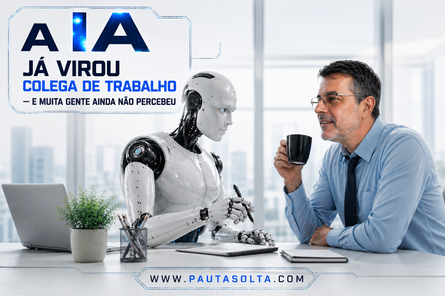 🤖☕ “A IA já virou colega de trabalho — e muita gente ainda não percebeu”