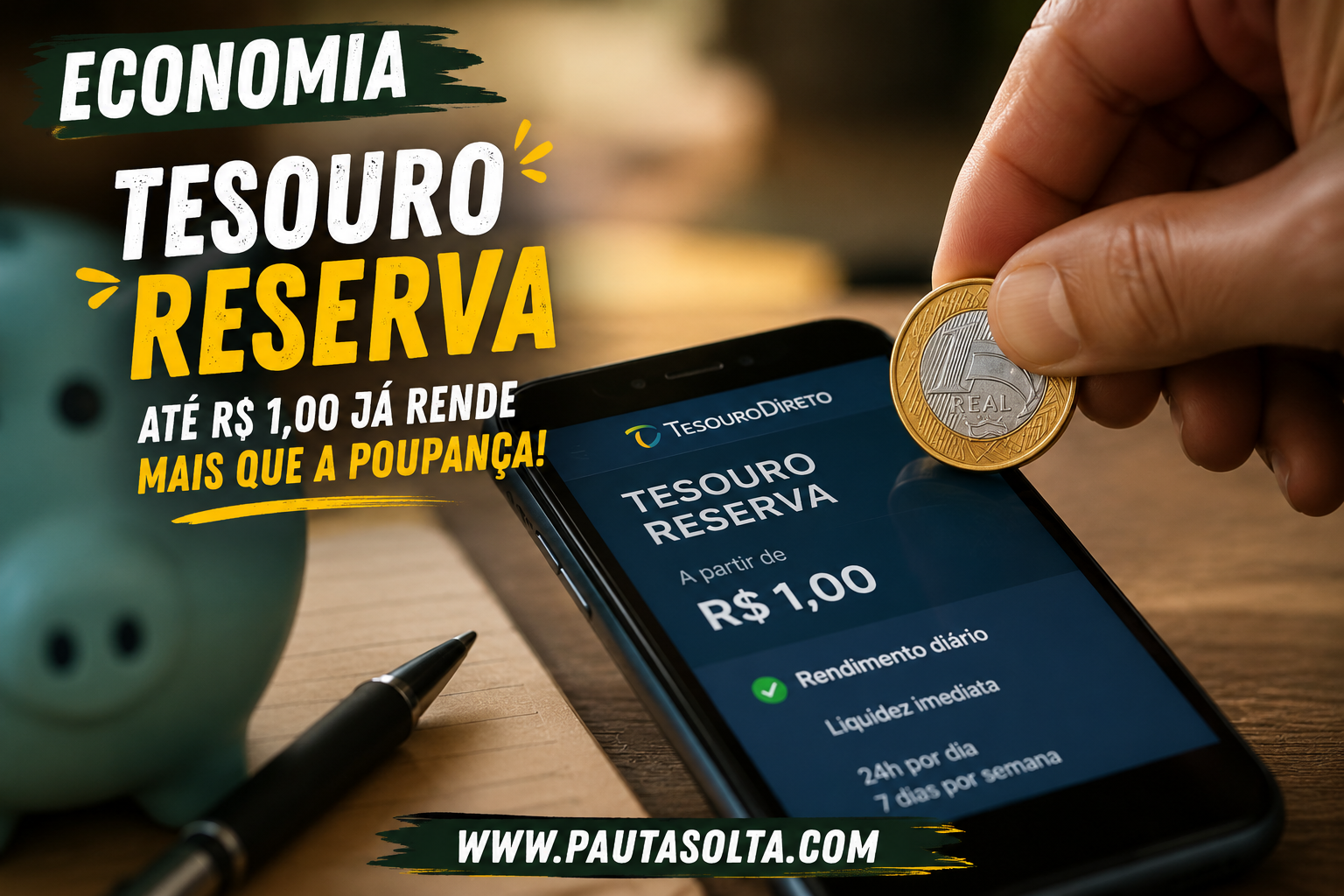 💸 Tesouro Reserva: agora até o troco do pão pode render mais que a poupança 😅📈