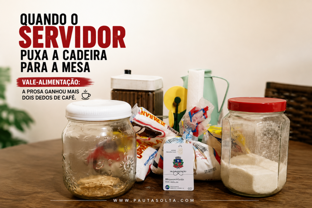Mantimentos acabando sobre a mesa ilustram atraso no vale-alimentação dos servidores de Marechal Floriano.