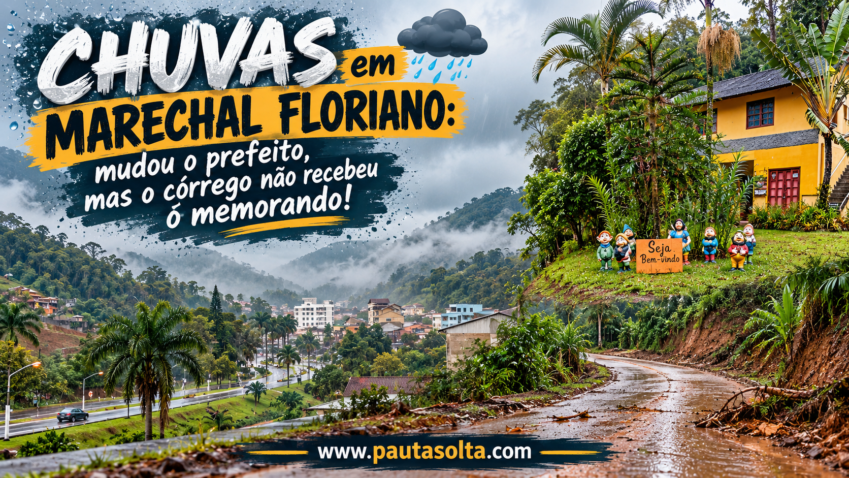 Chuvas em Marechal Floriano: mudou o prefeito, mas o córrego não recebeu o memorando! 🌧️